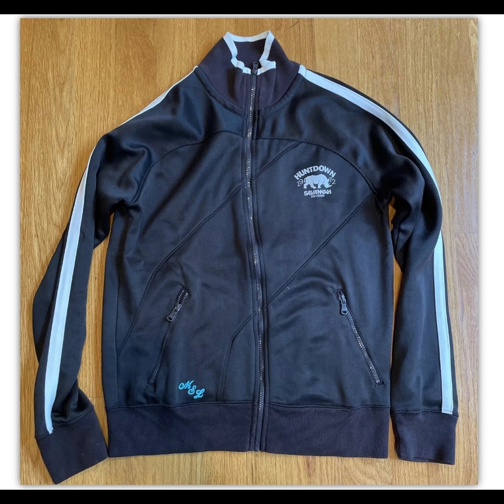 ZARA BROWN MEN XL FULL ZIP POCKETS RETRO Track JACKET tennis warmup